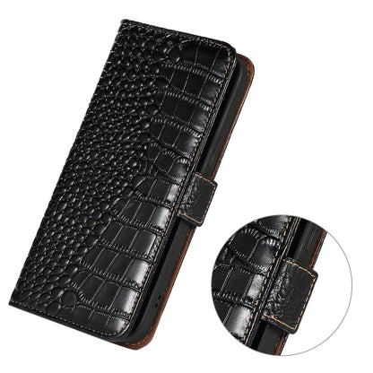 For Redmi K90 Pro Max/Poco F8 Ultra Crocodile Top Layer Cowhide Leather Phone Case(Black)