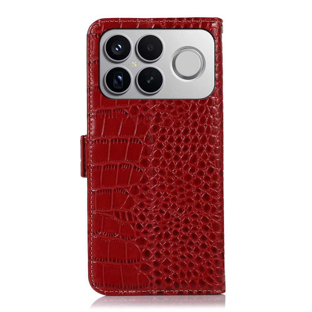 For Redmi K90 Pro Max/Poco F8 Ultra Crocodile Top Layer Cowhide Leather Phone Case(Red)