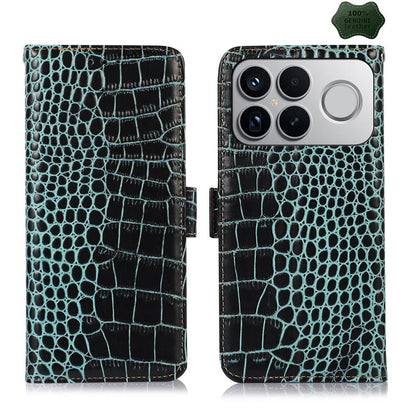 For Redmi K90 Pro Max/Poco F8 Ultra Crocodile Top Layer Cowhide Leather Phone Case(Green)