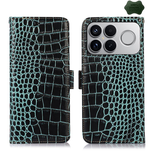 For Redmi K90 Pro Max/Poco F8 Ultra Crocodile Top Layer Cowhide Leather Phone Case(Green)