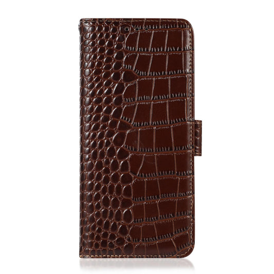 For Redmi K90 Pro Max/Poco F8 Ultra Crocodile Top Layer Cowhide Leather Phone Case(Brown)