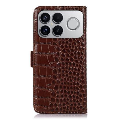 For Redmi K90 Pro Max/Poco F8 Ultra Crocodile Top Layer Cowhide Leather Phone Case(Brown)