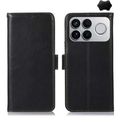 For Redmi K90 Pro Max/Poco F8 Ultra Magnetic Crazy Horse Texture Genuine Leather RFID Phone Case(Black)