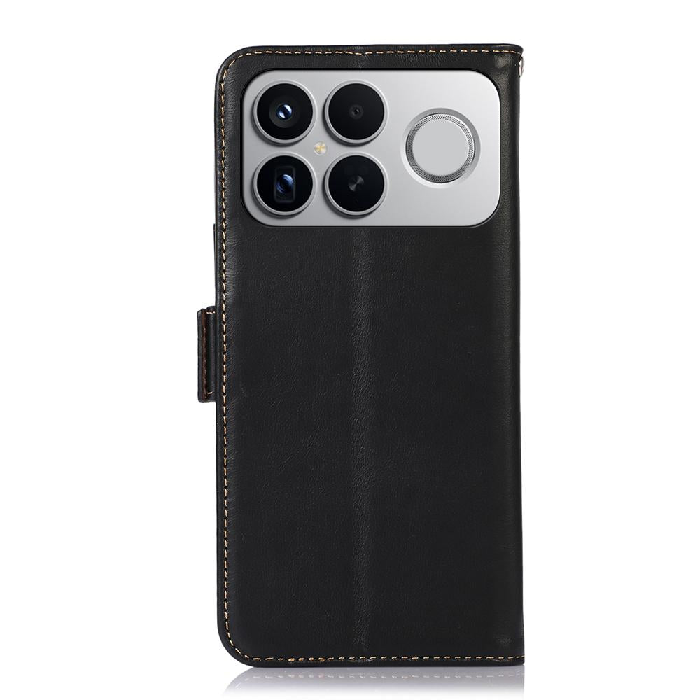 For Redmi K90 Pro Max/Poco F8 Ultra Magnetic Crazy Horse Texture Genuine Leather RFID Phone Case(Black)