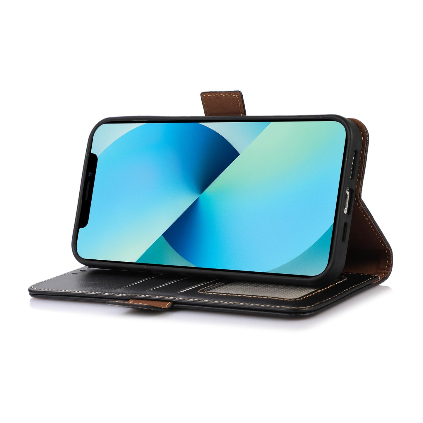 For Redmi K90 Pro Max/Poco F8 Ultra Magnetic Crazy Horse Texture Genuine Leather RFID Phone Case(Black)