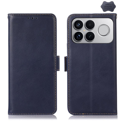 For Redmi K90 Pro Max/Poco F8 Ultra Magnetic Crazy Horse Texture Genuine Leather RFID Phone Case(Blue)
