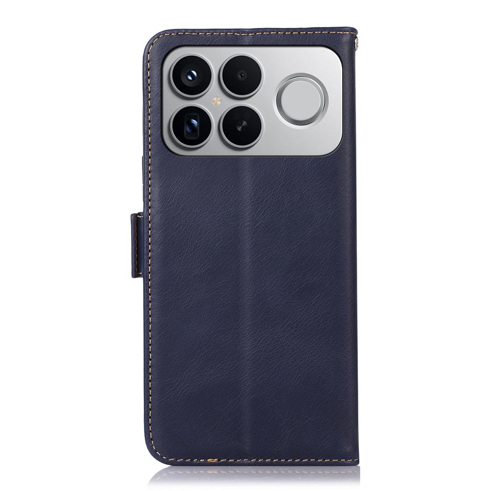 For Redmi K90 Pro Max/Poco F8 Ultra Magnetic Crazy Horse Texture Genuine Leather RFID Phone Case(Blue)