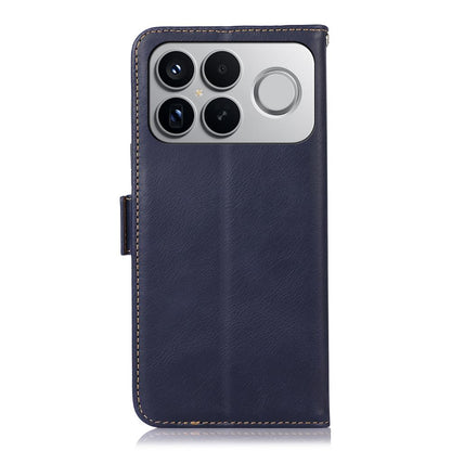 For Redmi K90 Pro Max/Poco F8 Ultra Magnetic Crazy Horse Texture Genuine Leather RFID Phone Case(Blue)