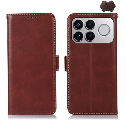 For Redmi K90 Pro Max/Poco F8 Ultra Magnetic Crazy Horse Texture Genuine Leather RFID Phone Case(Brown)