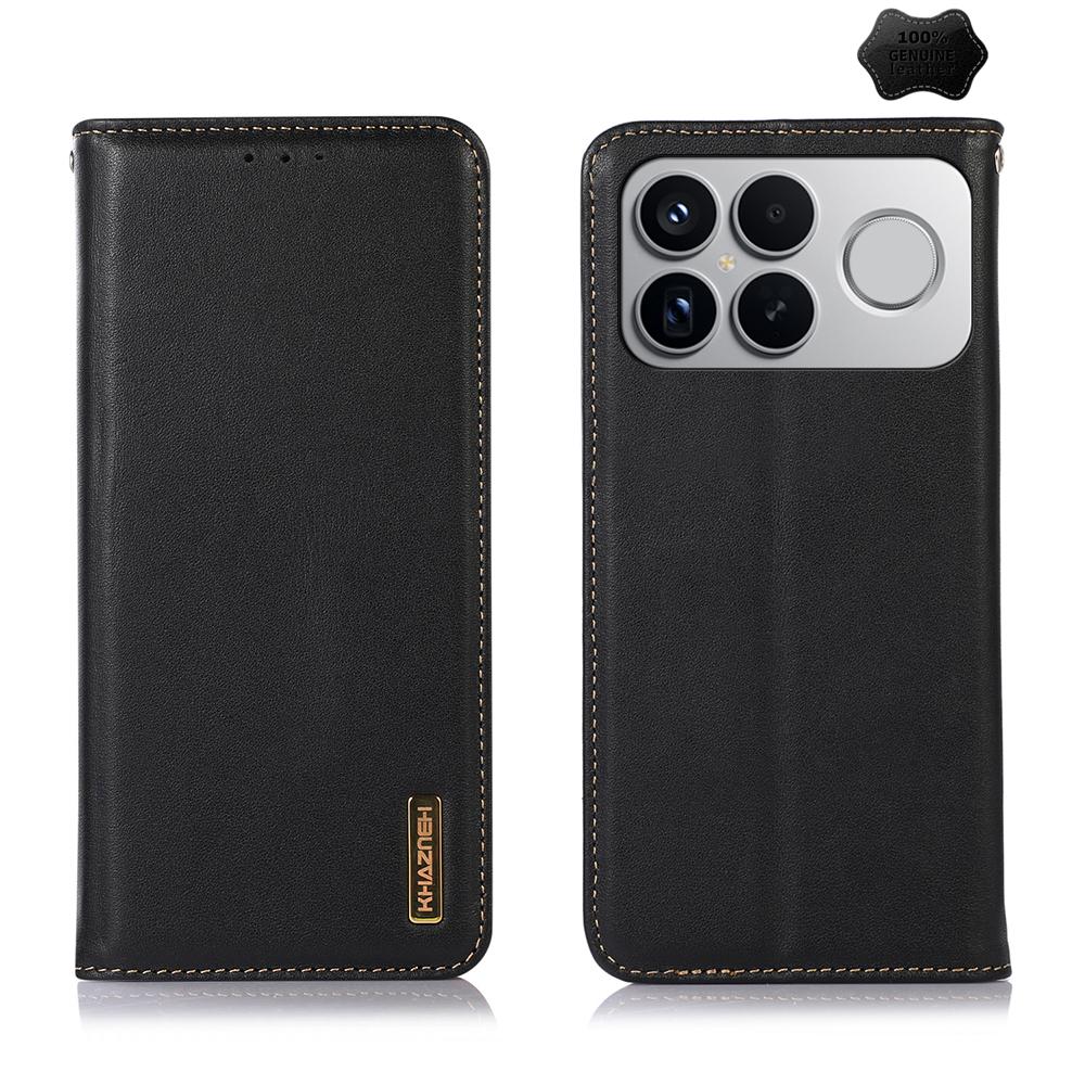 For Redmi K90 Pro Max/Poco F8 Ultra KHAZNEH Nappa Top Layer Cowhide Leather Phone Case(Black)