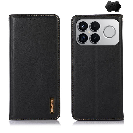For Redmi K90 Pro Max/Poco F8 Ultra KHAZNEH Nappa Top Layer Cowhide Leather Phone Case(Black)