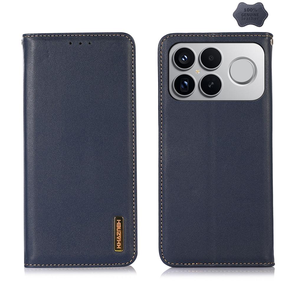 For Redmi K90 Pro Max/Poco F8 Ultra KHAZNEH Nappa Top Layer Cowhide Leather Phone Case(Blue)