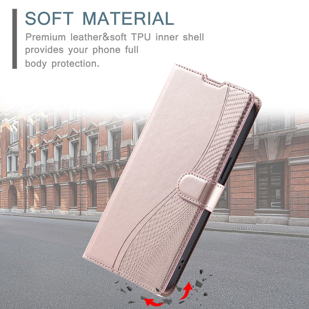For iPhone 17 Voltage Ultra-thin Dot Leather Phone Case - Rose Gold - EDA007107530B