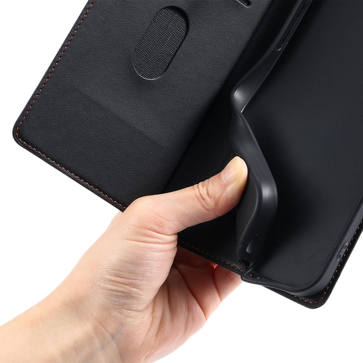For iPhone 17 Voltage Ultra-thin Dot Leather Phone Case - Black - EDA007107530D