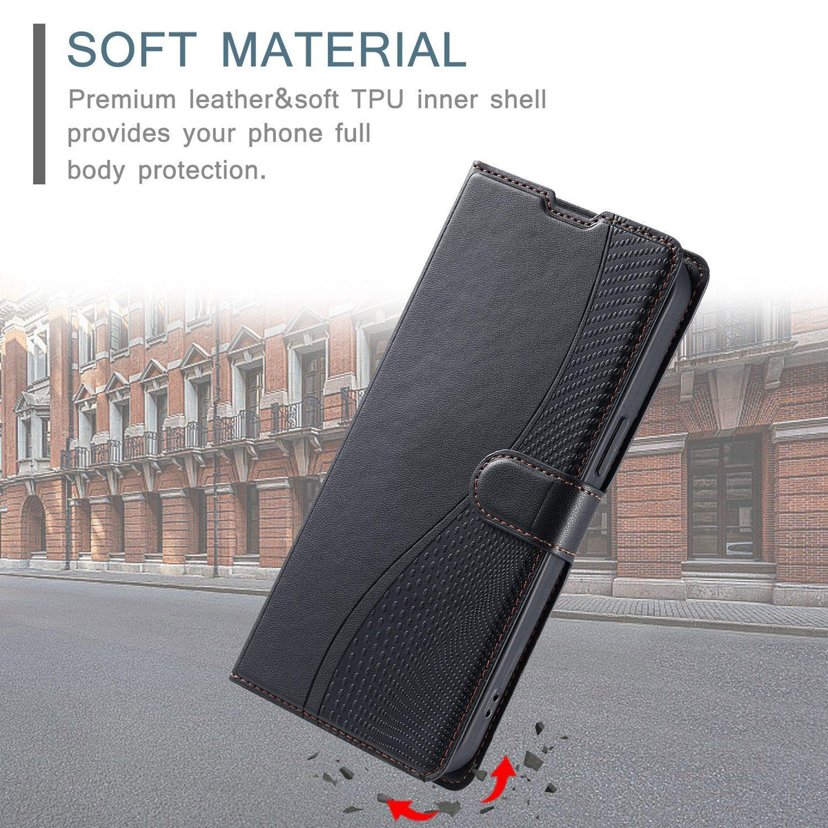 For iPhone 18 Pro Max Voltage Ultra-thin Dot Leather Phone Case - Black - EDA007107532D