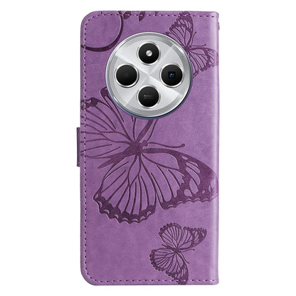 For Redmi 17C/14C 4G/A4 5G/Poco C75 5G 3D Butterfly Embossed Pattern Flip Leather Phone Case - Purple - EDA007110904B