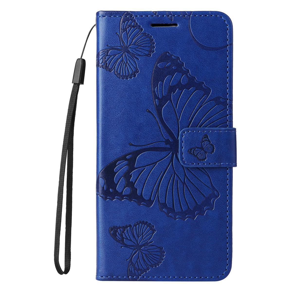 For Redmi 17C/14C 4G/A4 5G/Poco C75 5G 3D Butterfly Embossed Pattern Flip Leather Phone Case - Blue - EDA007110904C