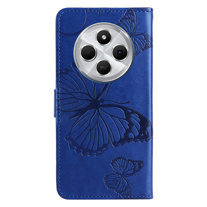 For Redmi 17C/14C 4G/A4 5G/Poco C75 5G 3D Butterfly Embossed Pattern Flip Leather Phone Case - Blue - EDA007110904C