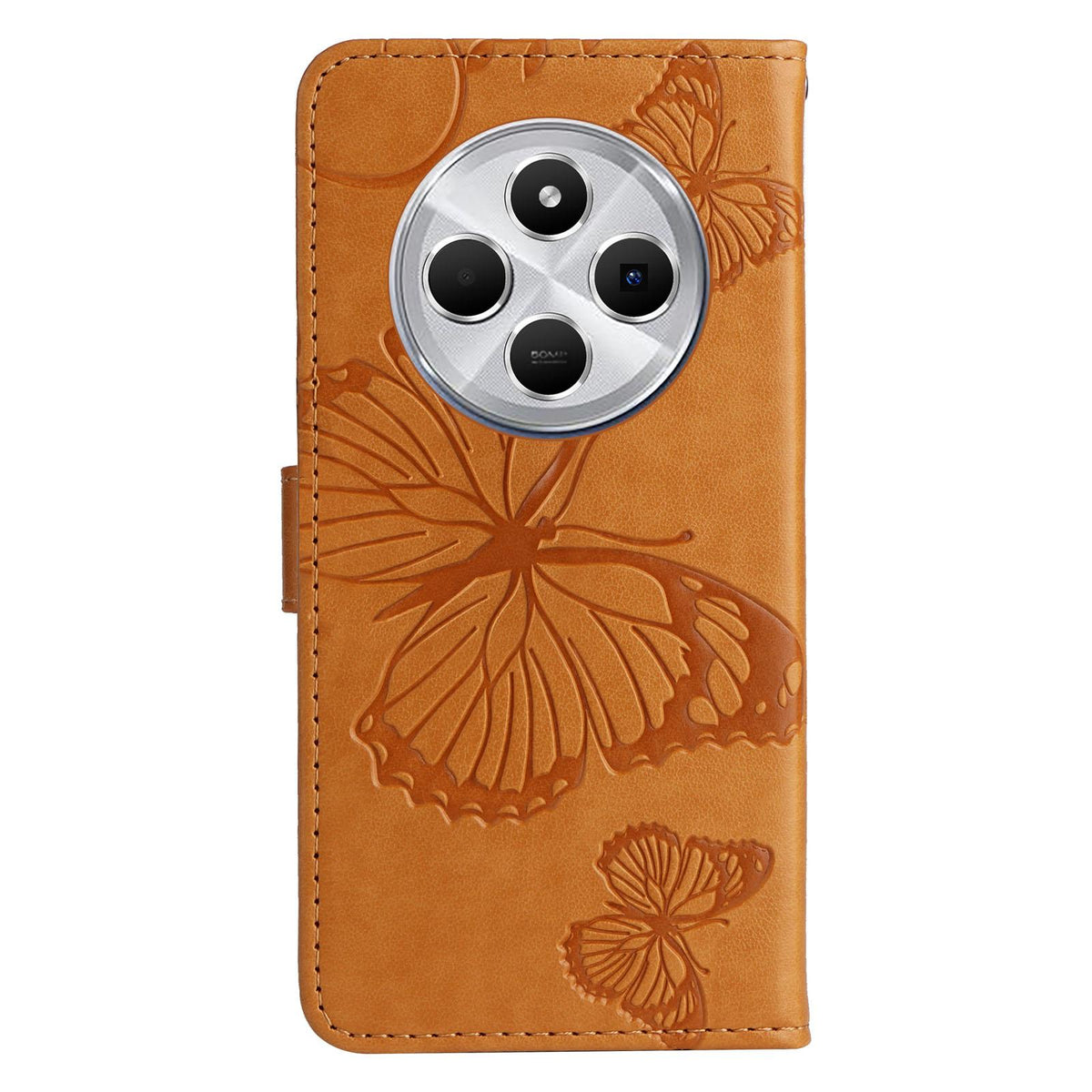 For Redmi 17C/14C 4G/A4 5G/Poco C75 5G 3D Butterfly Embossed Pattern Flip Leather Phone Case - Yellow - EDA007110904D