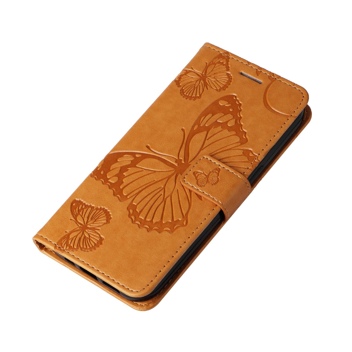 For Redmi 17C/14C 4G/A4 5G/Poco C75 5G 3D Butterfly Embossed Pattern Flip Leather Phone Case - Yellow - EDA007110904D
