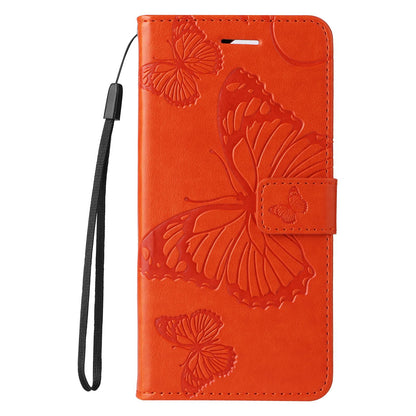 For Redmi 17C/14C 4G/A4 5G/Poco C75 5G 3D Butterfly Embossed Pattern Flip Leather Phone Case - Orange - EDA007110904E