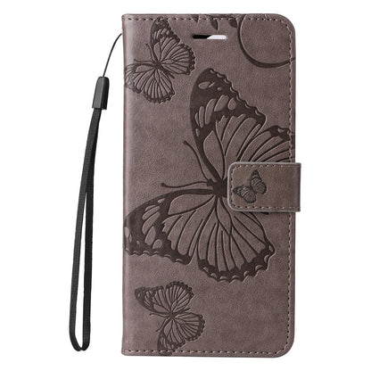 For Redmi 17C/14C 4G/A4 5G/Poco C75 5G 3D Butterfly Embossed Pattern Flip Leather Phone Case - Grey - EDA007110904G