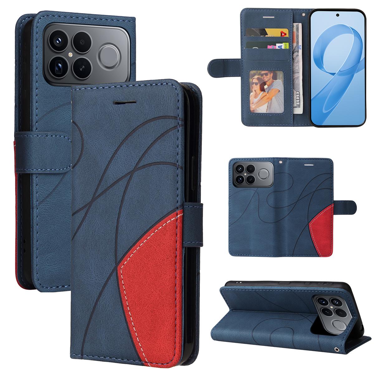 For Redmi K90 Pro Max/Poco F8 Ultra Dual-color Splicing Flip Leather Phone Case(Blue)