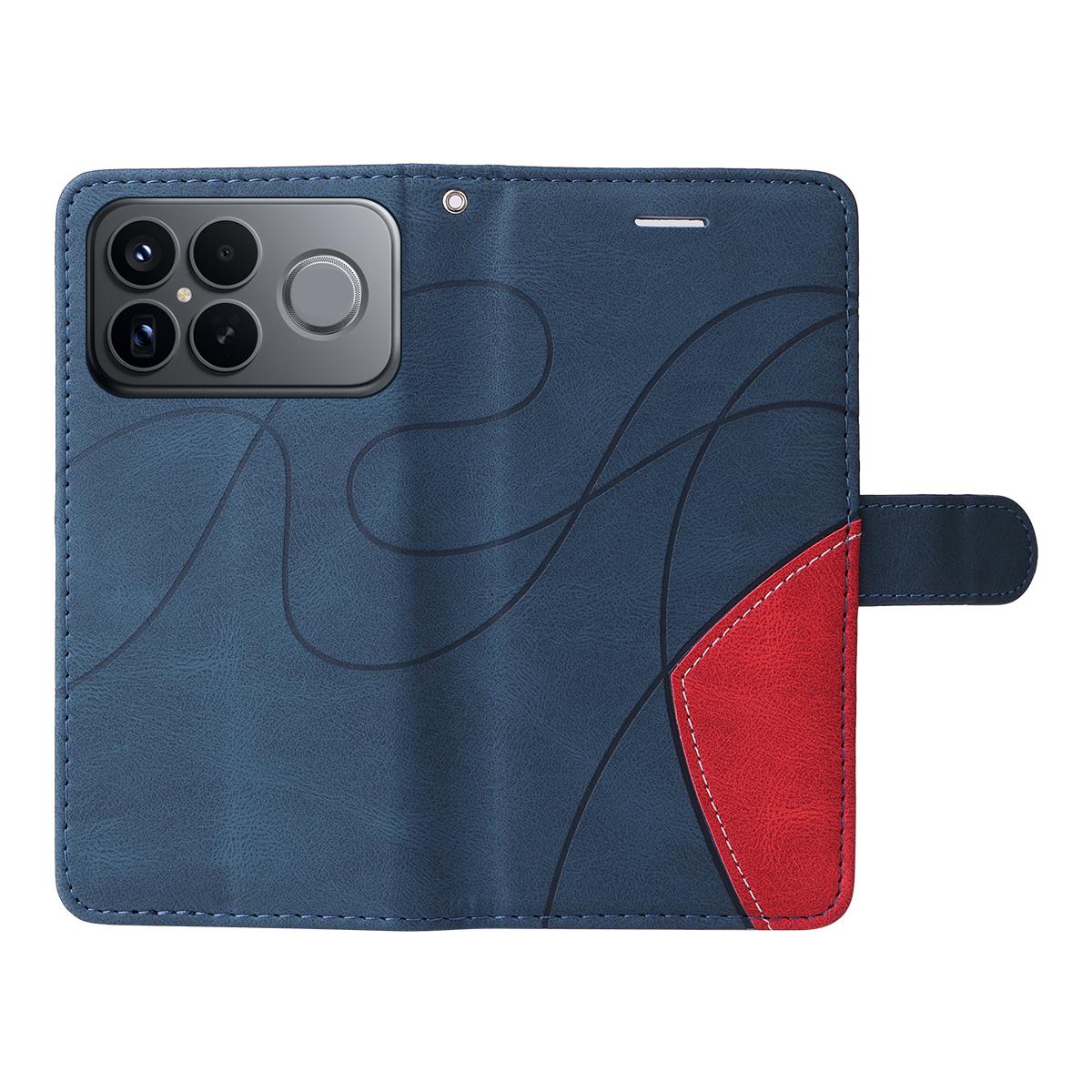 For Redmi K90 Pro Max/Poco F8 Ultra Dual-color Splicing Flip Leather Phone Case(Blue)