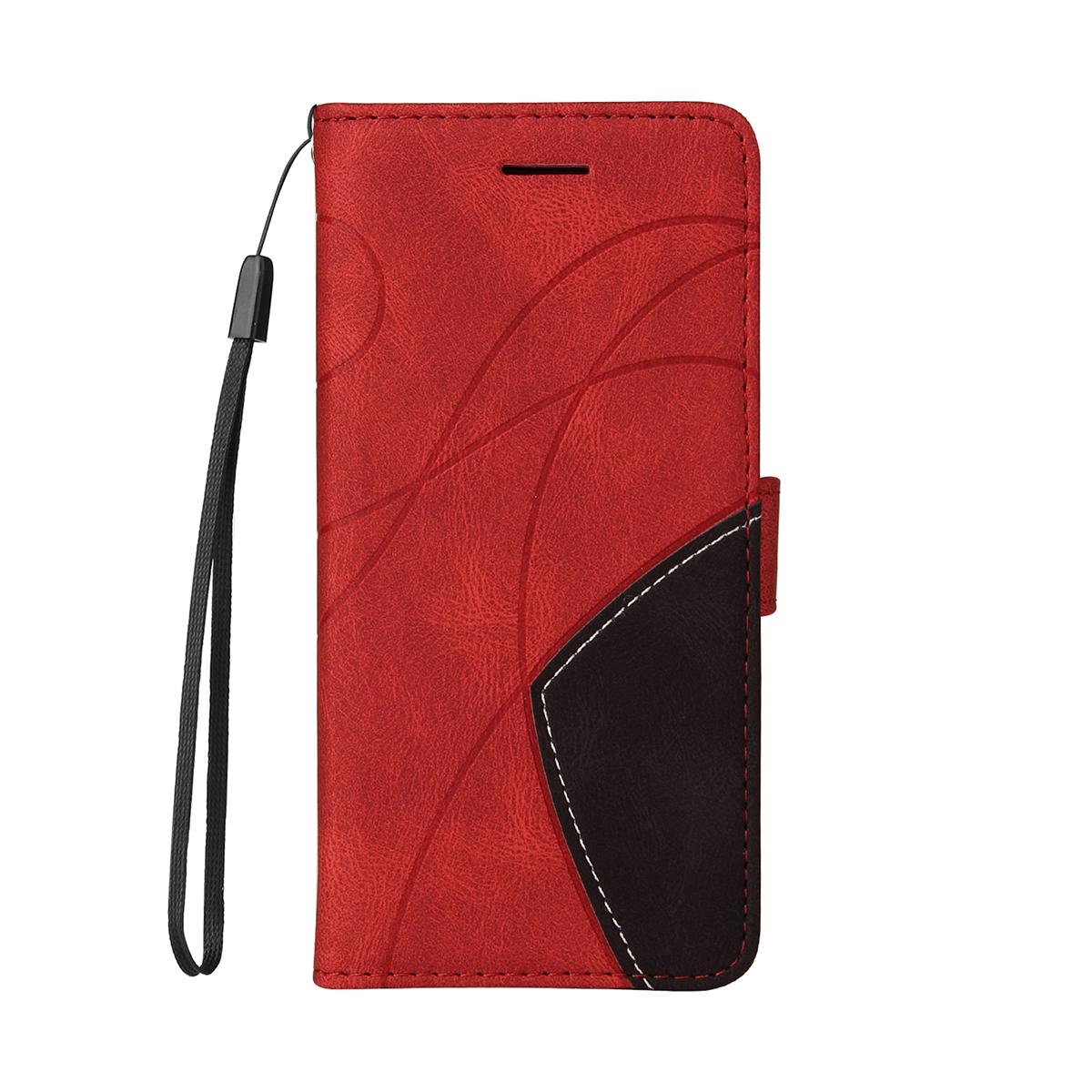 For Redmi K90 Pro Max/Poco F8 Ultra Dual-color Splicing Flip Leather Phone Case(Red)