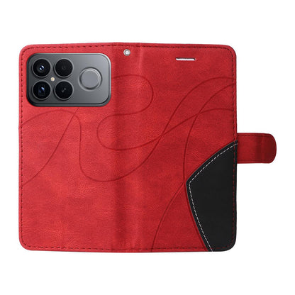 For Redmi K90 Pro Max/Poco F8 Ultra Dual-color Splicing Flip Leather Phone Case(Red)