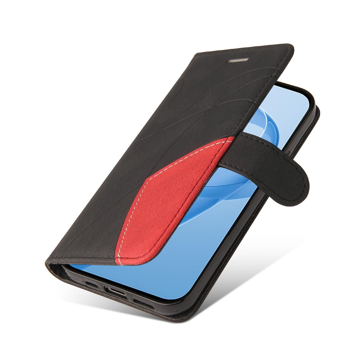 For Redmi K90 Pro Max/Poco F8 Ultra Dual-color Splicing Flip Leather Phone Case(Black)