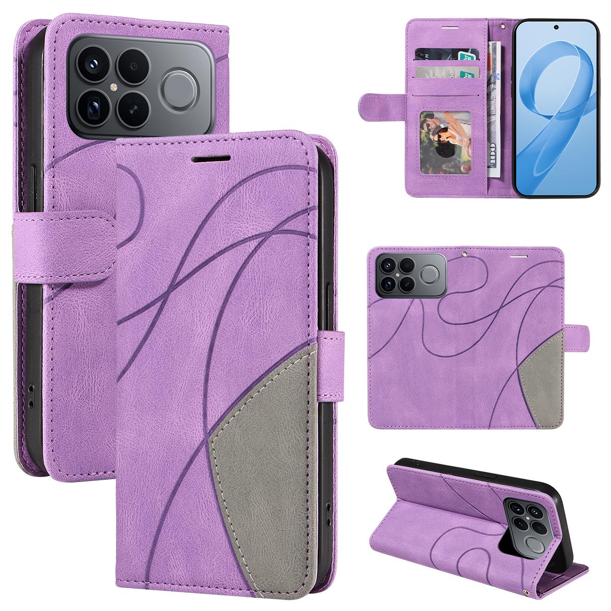 For Redmi K90 Pro Max/Poco F8 Ultra Dual-color Splicing Flip Leather Phone Case(Purple)