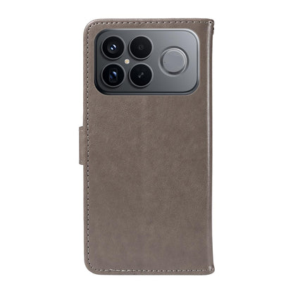 For Redmi K90 Pro Max / Poco F8 Ultra Cat and Bee Embossed Flip Leather Phone Case(Grey)
