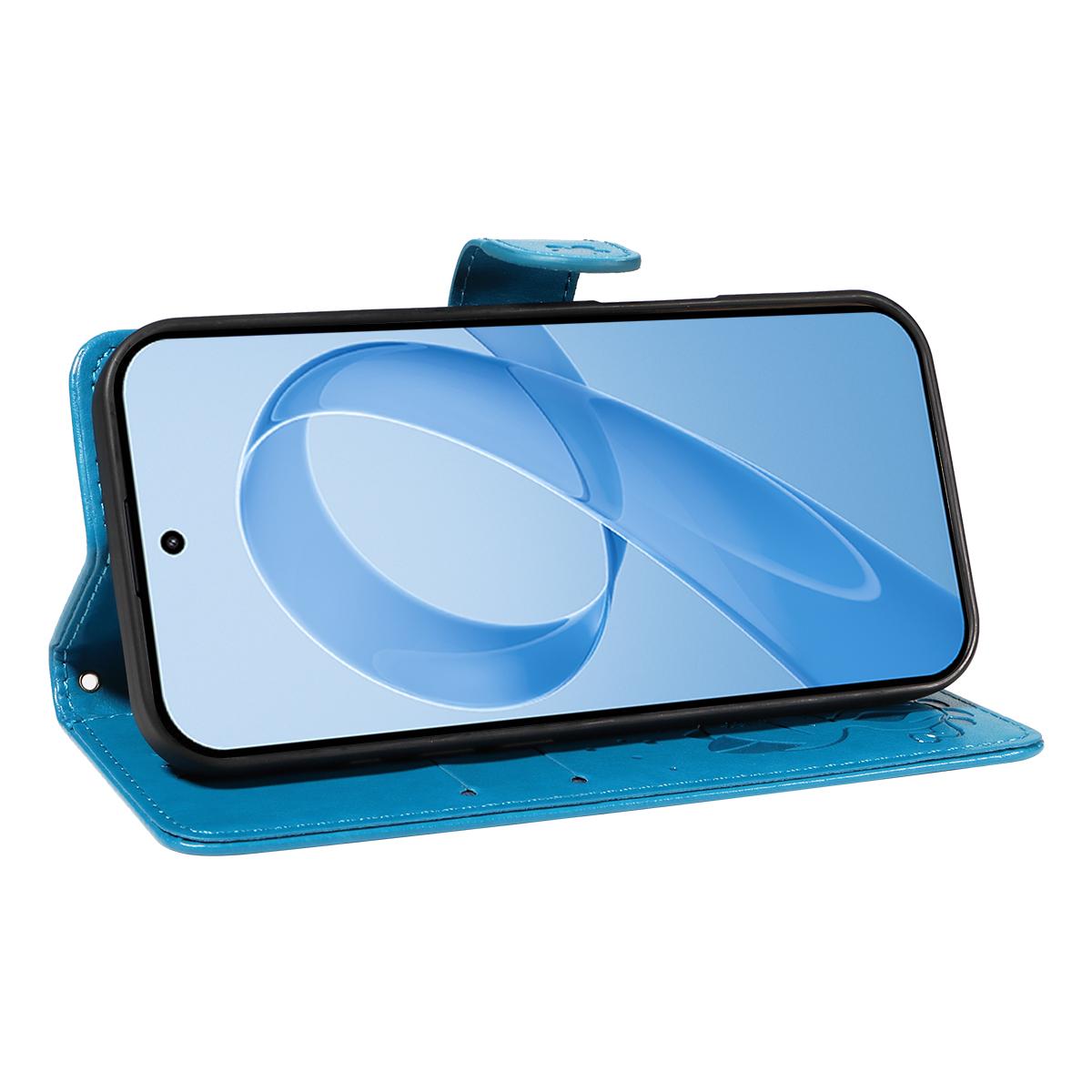 For Redmi K90 Pro Max / Poco F8 Ultra Cat and Bee Embossed Flip Leather Phone Case(Blue)