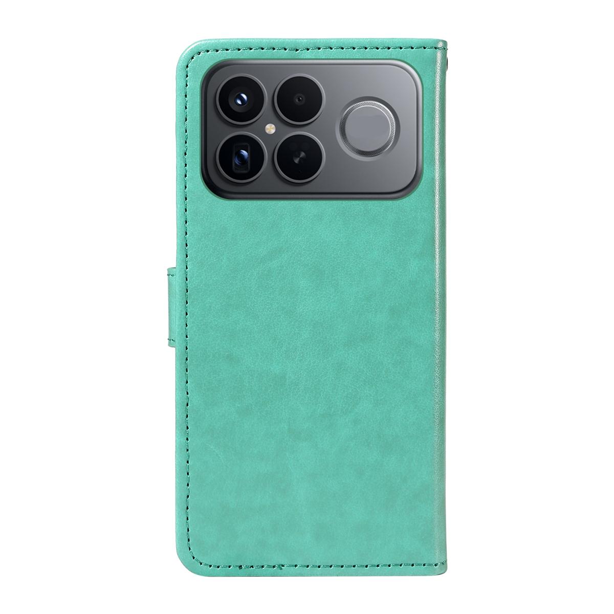 For Redmi K90 Pro Max / Poco F8 Ultra Cat and Bee Embossed Flip Leather Phone Case(Green)