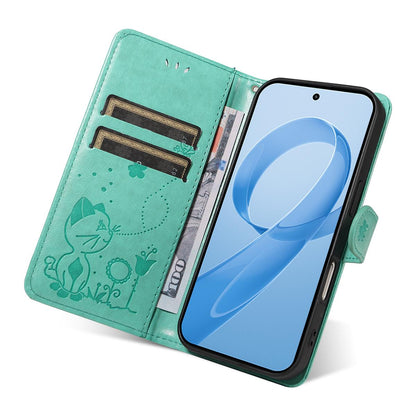 For Redmi K90 Pro Max / Poco F8 Ultra Cat and Bee Embossed Flip Leather Phone Case(Green)