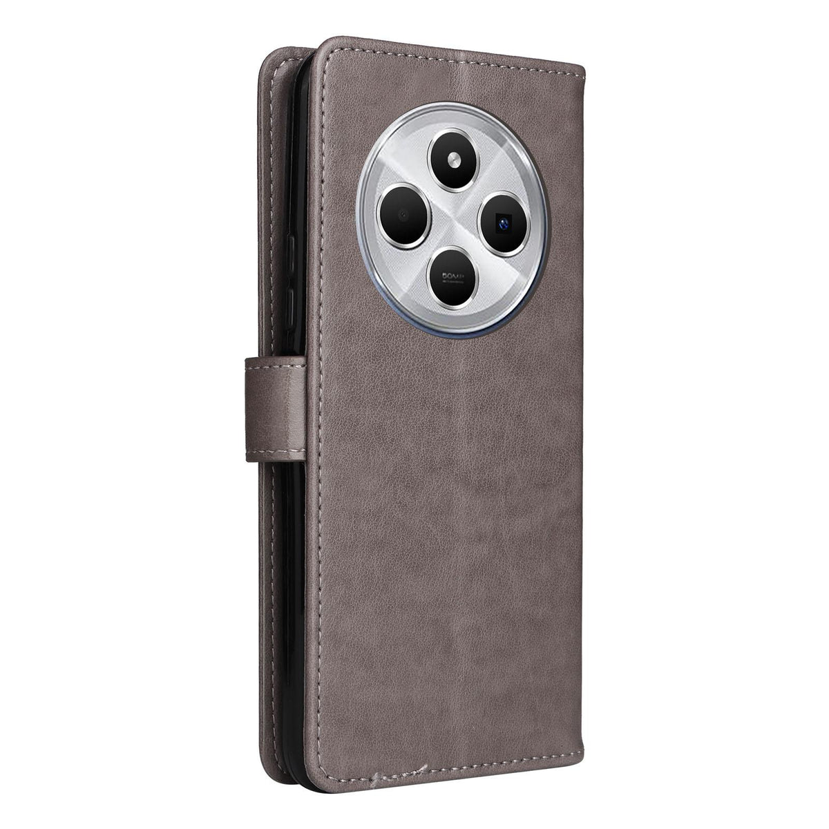 For Redmi 17C/14C 4G/A4 5G/Poco C75 5G Cat and Bee Embossed Flip Leather Phone Case - Grey - EDA007111214B