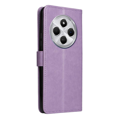 For Redmi 17C/14C 4G/A4 5G/Poco C75 5G Cat and Bee Embossed Flip Leather Phone Case - Purple - EDA007111214F
