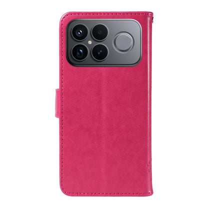For Redmi K90 Pro Max/Poco F8 Ultra Tree & Cat Embossed Pattern Flip Leather Phone Case(Rose Red)