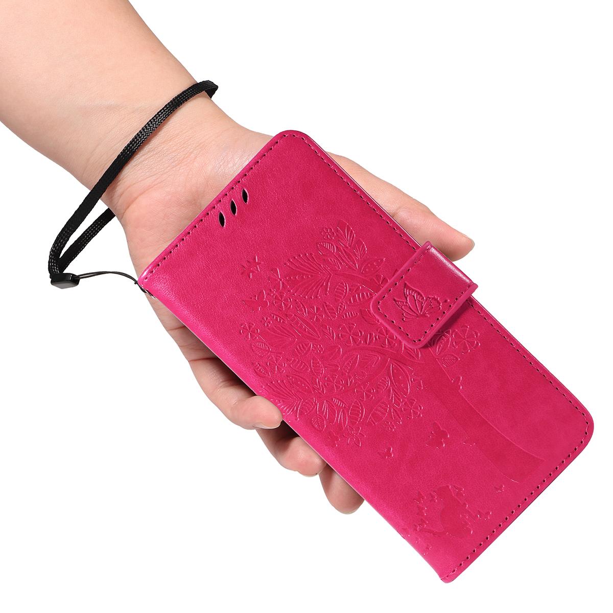 For Redmi K90 Pro Max/Poco F8 Ultra Tree & Cat Embossed Pattern Flip Leather Phone Case(Rose Red)