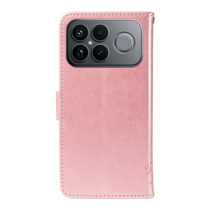 For Redmi K90 Pro Max/Poco F8 Ultra Tree & Cat Embossed Pattern Flip Leather Phone Case(Rose Gold)