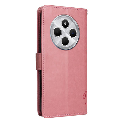 For Redmi 17C/14C 4G/A4 5G/Poco C75 5G Tree & Cat Embossed Pattern Flip Leather Phone Case - Pink - EDA007111316A