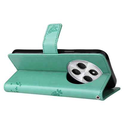For Redmi 17C/14C 4G/A4 5G/Poco C75 5G Tree & Cat Embossed Pattern Flip Leather Phone Case - Green - EDA007111316B