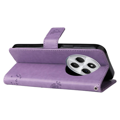 For Redmi 17C/14C 4G/A4 5G/Poco C75 5G Tree & Cat Embossed Pattern Flip Leather Phone Case - Light Purple - EDA007111316C