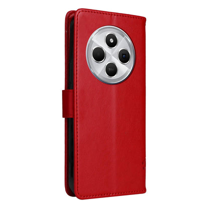 For Redmi 17C/14C 4G/A4 5G/Poco C75 5G Tree & Cat Embossed Pattern Flip Leather Phone Case - Red - EDA007111316G