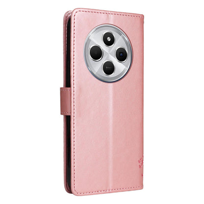 For Redmi 17C/14C 4G/A4 5G/Poco C75 5G Tree & Cat Embossed Pattern Flip Leather Phone Case - Rose Gold - EDA007111316L