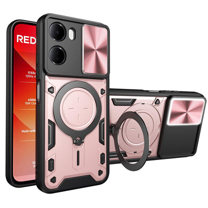 For Redmi 15a 5G CD Texture Sliding Camshield Magnetic Holder Phone Case - Rose Gold - EDA007113814A