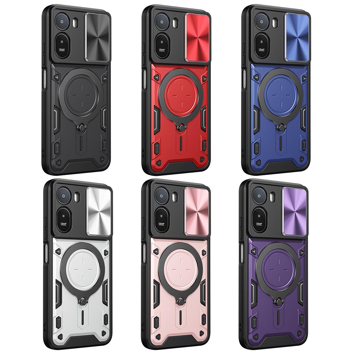 For Redmi A7 Pro 4G IND /  Poco C81 Pro CD Texture Sliding Camshield Magnetic Holder Phone Case - Rose Gold - EDA007113815A