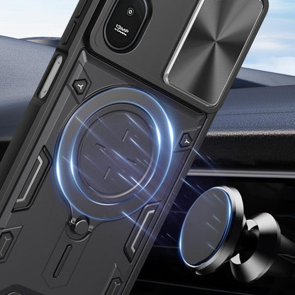 For Redmi A7 Pro 4G IND /  Poco C81 Pro CD Texture Sliding Camshield Magnetic Holder Phone Case - Red - EDA007113815C