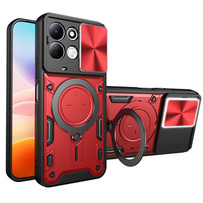 For Redmi 17 5G / 4G Global 170mm CD Texture Sliding Camshield Magnetic Holder Phone Case - Red - EDA007113818C
